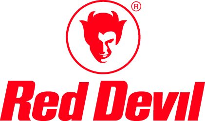 Red Devil logo with a stylized red devil head inside a circle